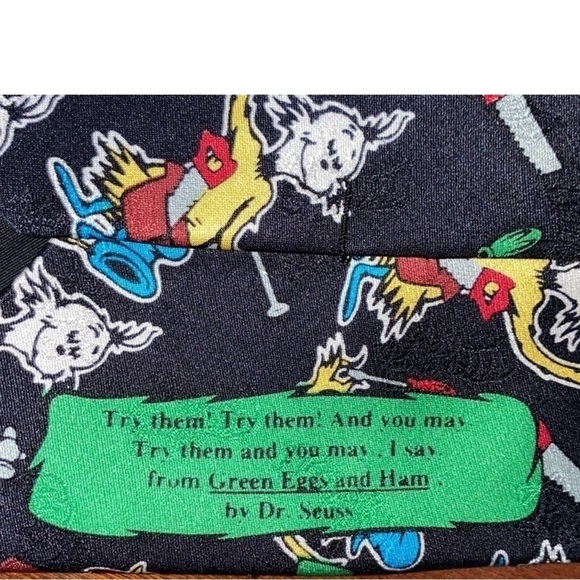 Vintage 90s Dr. Seuss Silk Tie Green Eggs And Ham New With Tags - Picture 3 of 5